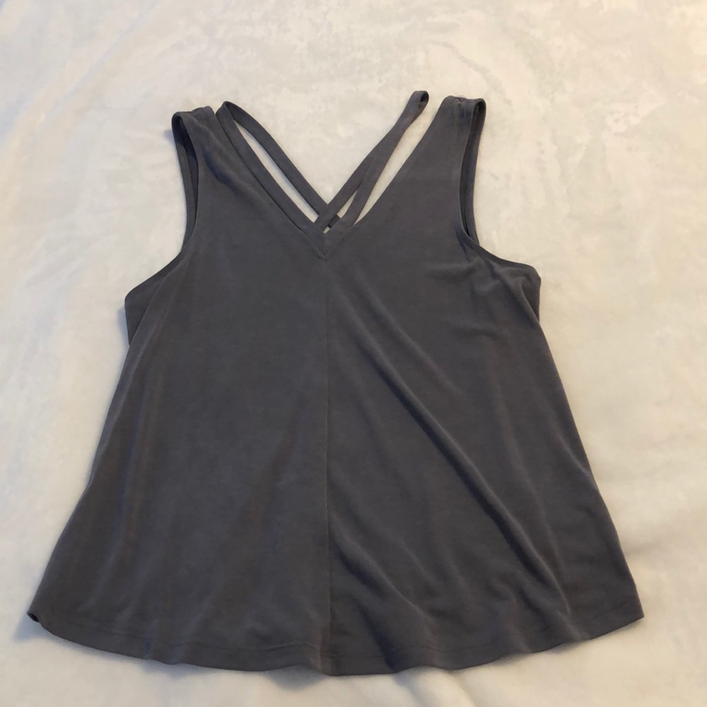 AEO SOFT & SEXY SUEDED STRAPPY GRAY TANK